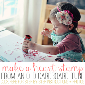 how to stamp with cardboard tube, diy heart stamps, heart stamps from cardboard tube