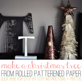 make a christmas tree out of paper, patterned paper christmas tree, diy mini christmas tree
