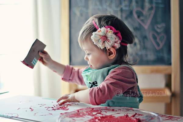 heart stamping toddler activity
