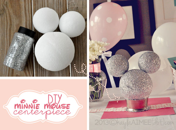 DIY Minnie Mouse Centerpiece, Glitter Minnie Mouse Centerpiece