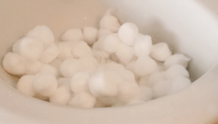 She filled my sink with cotton balls. Apparently it's "a bowl obf marshmawwows"