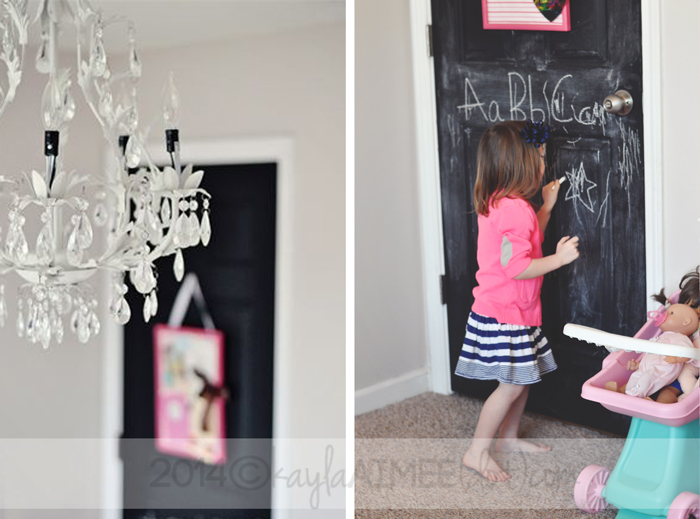 Scarlette's Chandelier & Chalkboard Door