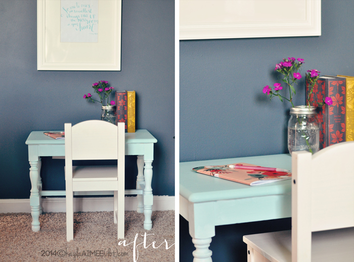 Side Table Before & After Teal Blue #sponsored by Glidden Paint