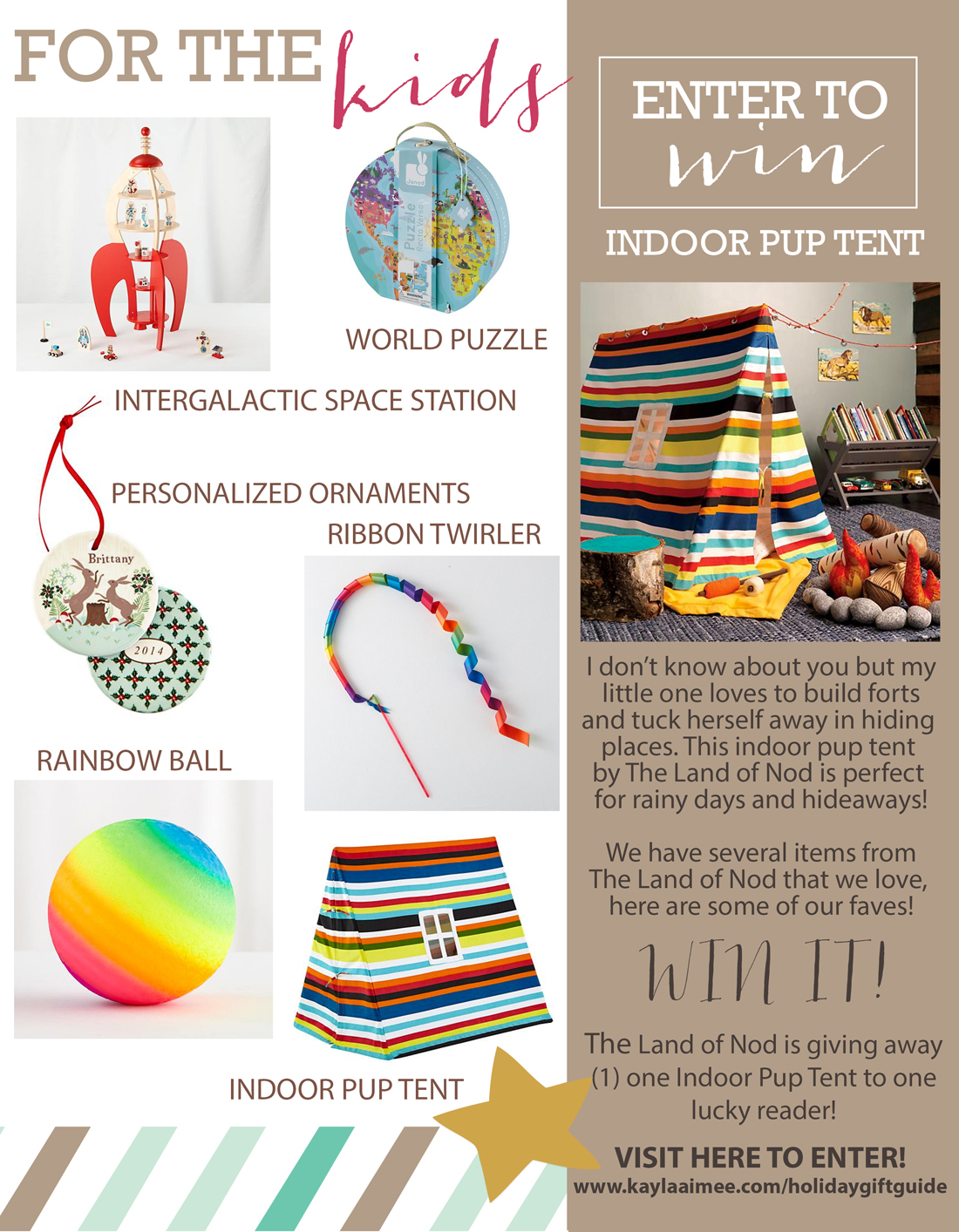 This 2014 Holiday Gift Guide has the best cool and creative gift ideas for kids, plus a giveaway from The Land of Nod 