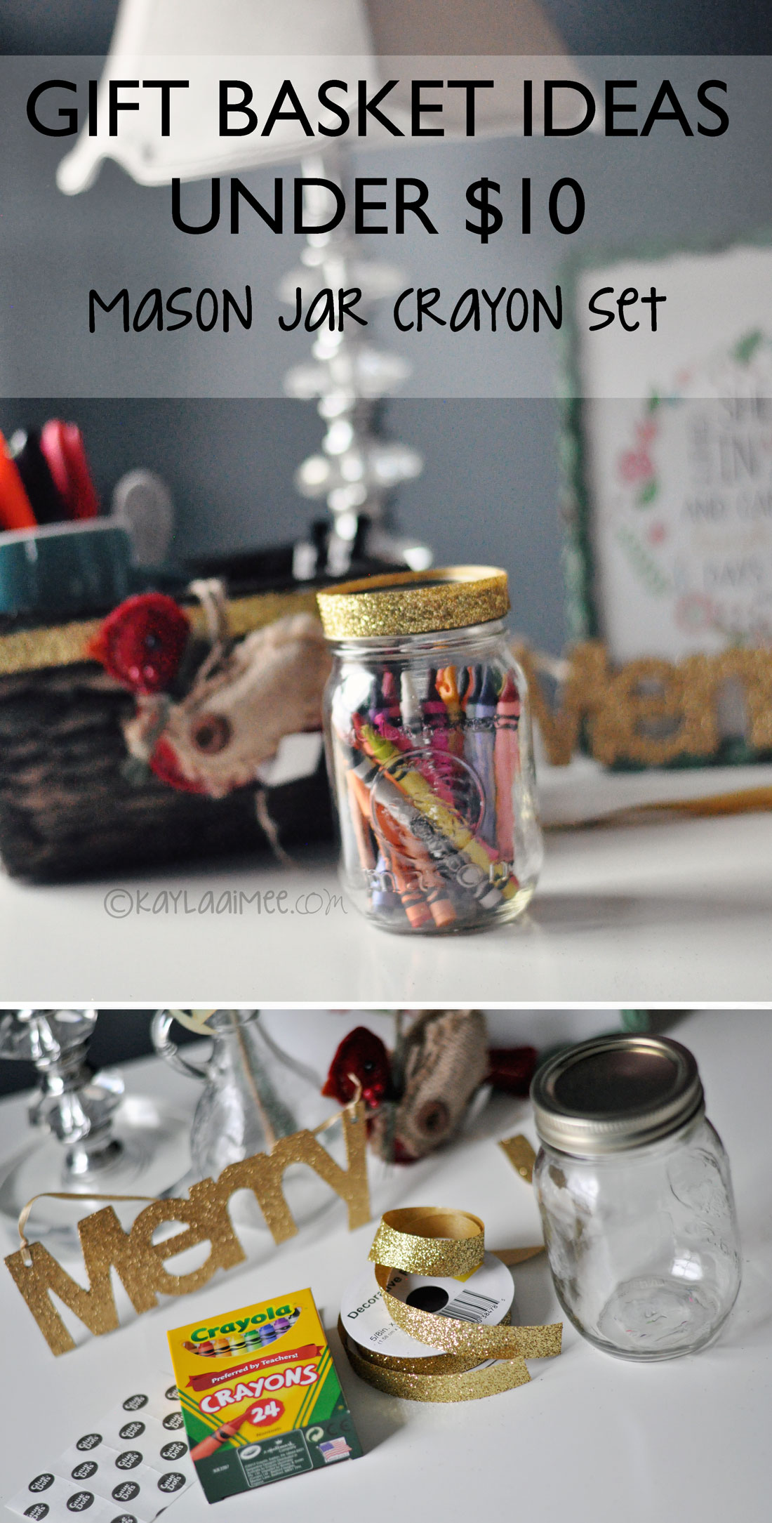 Cute Teacher Gift Idea - Mason Jar Crayons in Gift Basket!