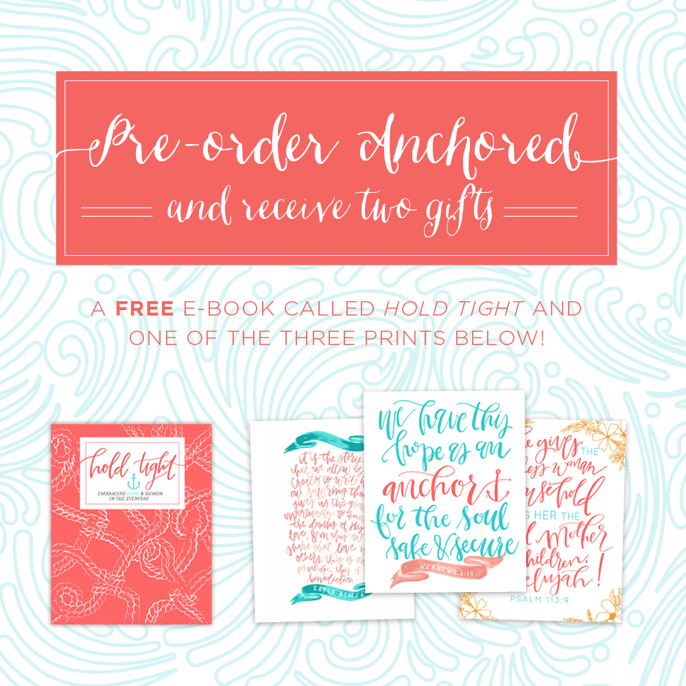 Pre-Order Anchored: Finding Hope in the Unexpected by @Kaylaaimee and receive a free e-book + your choice of one of these beautiful art prints mailed to you! #anchoredhope